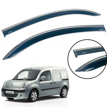 Дефлекторы окон Renault Kangoo II 2008-2020 с нерж. хром полоской